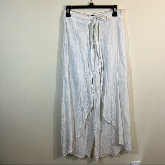 Blanc du Nil Women’s White Wrap Harem Pants Cotton Wide Leg - Picture 1 of 12